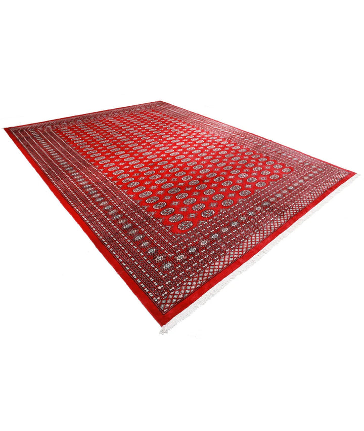 Red Pakistani Bokhara Rug 10' 2" x 13' 5" Hand-Knotted | No. AT92255