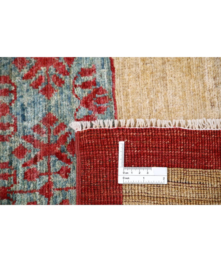 Multicolor Afghan Oriental Rug 4' 8" x 5' 11" Hand-Knotted detail