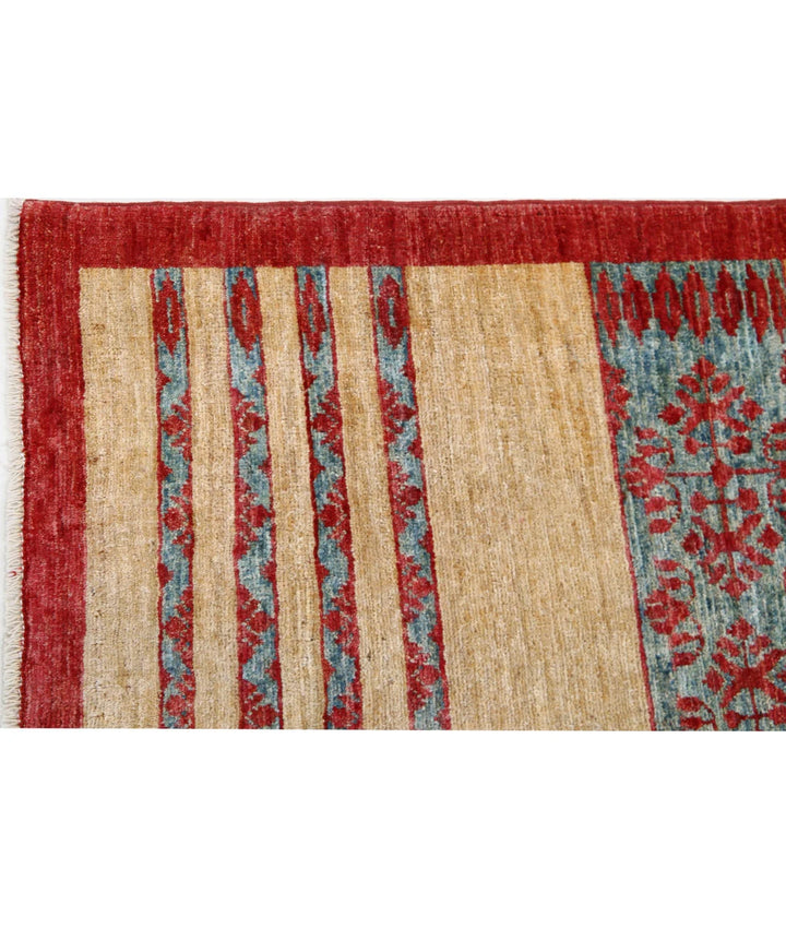 Multicolor Afghan Oriental Rug 4' 8" x 5' 11" Hand-Knotted pattern