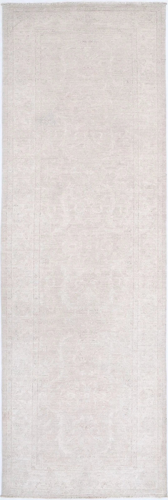Ivory Afghan Serenity Rug 3' 1" x 10' 6" Hand-Knotted | No. AT92358