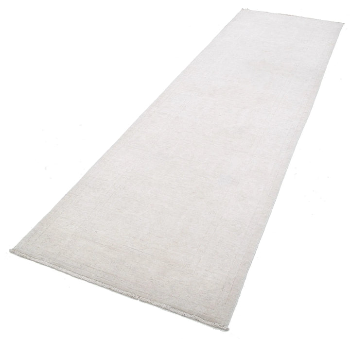Ivory Afghan Serenity Rug 3' 1" x 10' 6" Hand-Knotted | No. AT92358