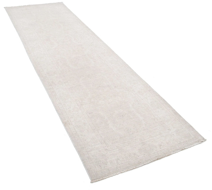 Ivory Afghan Serenity Rug 3' 1" x 10' 6" Hand-Knotted | No. AT92358