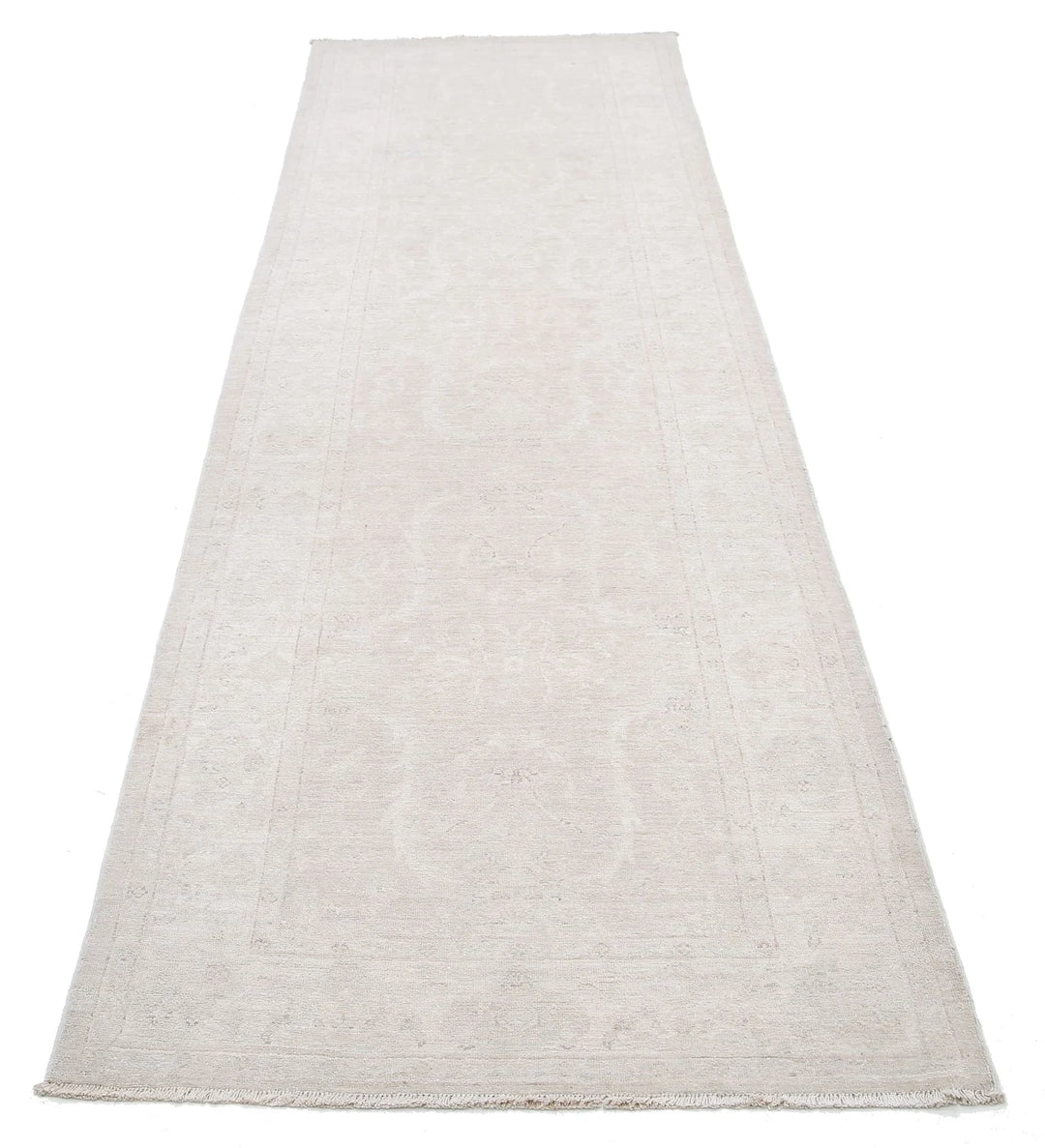 Ivory Afghan Serenity Rug 3' 1" x 10' 6" Hand-Knotted | No. AT92358