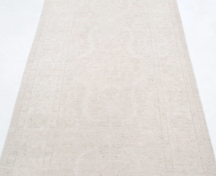 Ivory Afghan Serenity Rug 3' 1" x 10' 6" Hand-Knotted | No. AT92358