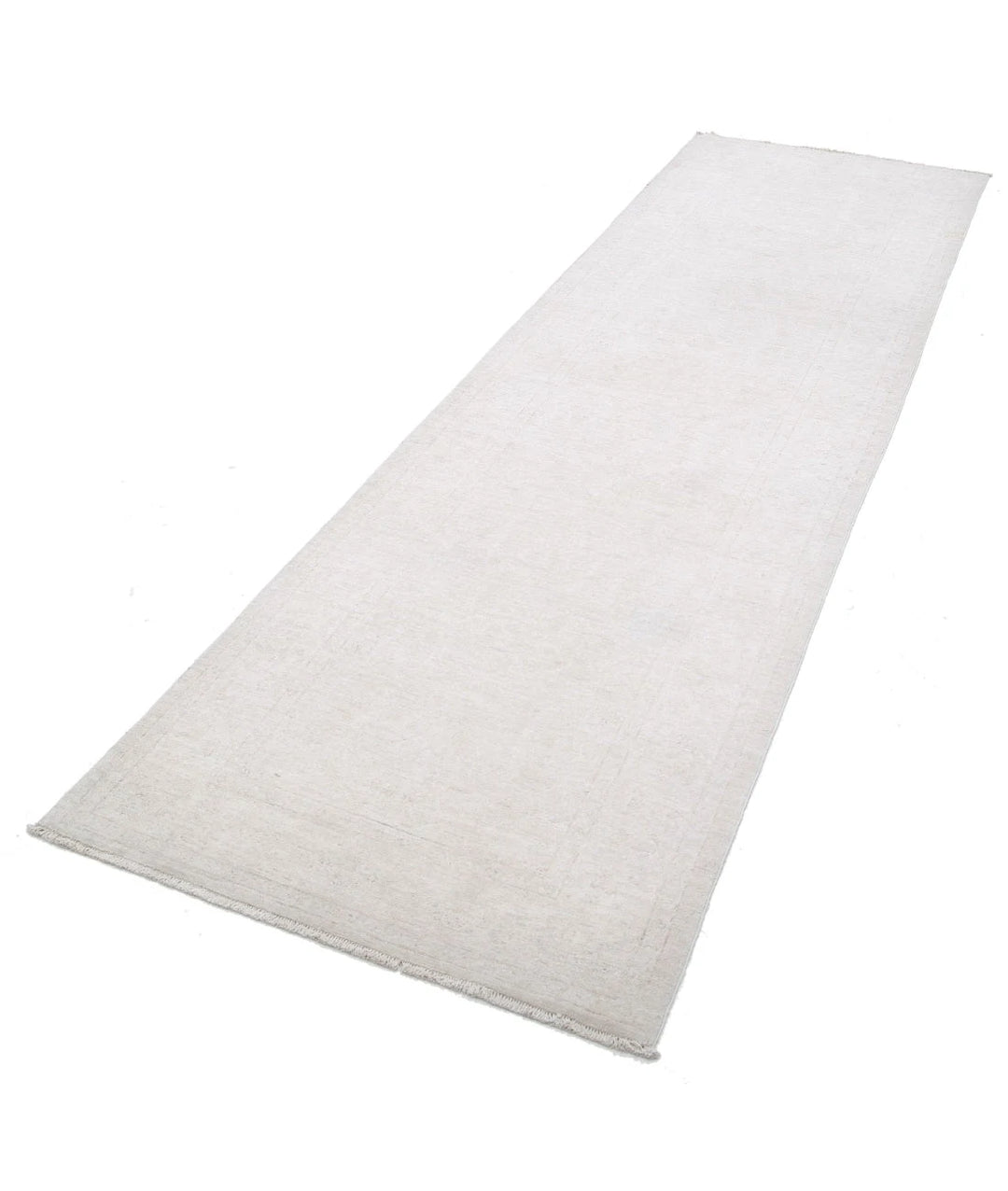 Ivory Afghan Serenity Rug 3' 1" x 10' 6" Hand-Knotted | No. AT92358