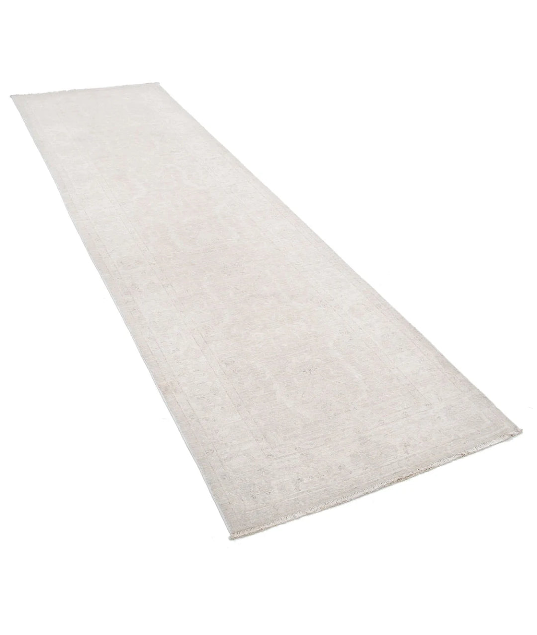 Ivory Afghan Serenity Rug 3' 1" x 10' 6" Hand-Knotted | No. AT92358