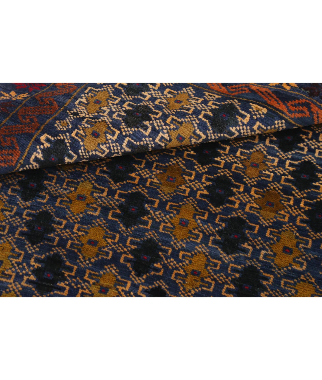 Red Afghan Baluchi Rug 3' 3" x 4' 9" Hand-Knotted | No. AT92363