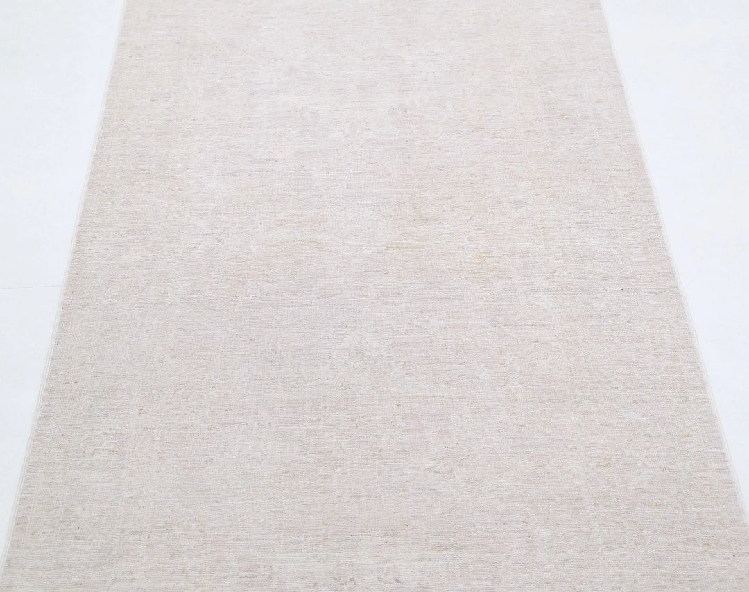 Ivory Afghan Tabriz Rug 3' 0" x 10' 1" Hand-Knotted | No. AT92388