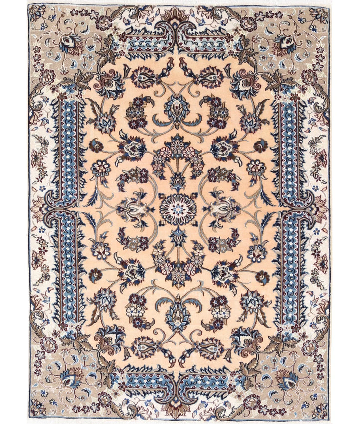 Peach Iranian Nain Rug 3' 7" x 5' 2" Hand-Knotted | No. AT92390