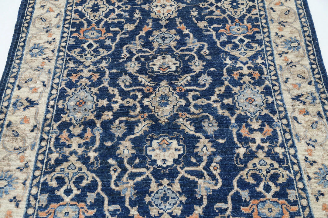 Blue Afghan Ziegler Rug 3' 11" x 5' 9" Hand-Knotted | No. AT92449