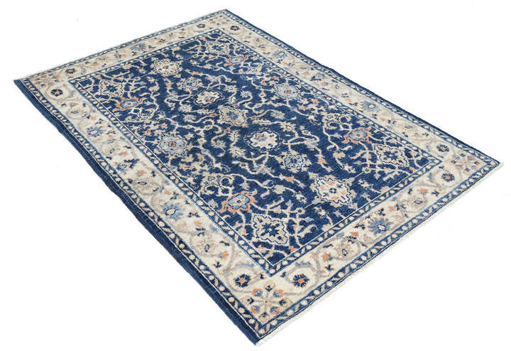 Blue Afghan Ziegler Rug 3' 11" x 5' 9" Hand-Knotted | No. AT92449