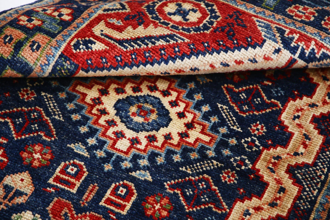 Blue Afghan Ziegler Rug 3' 4" x 4' 10" Hand-Knotted | No. AT92452