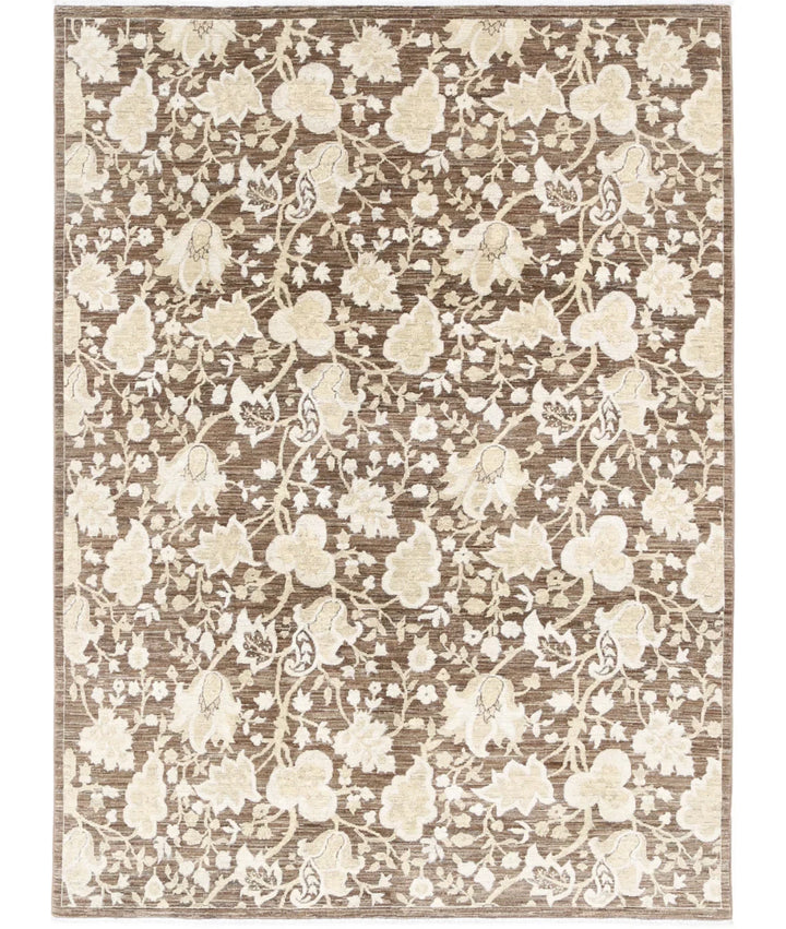 Brown Afghan Oriental Rug 8' 0" x 9' 10" Hand-Knotted | No. AT925305
