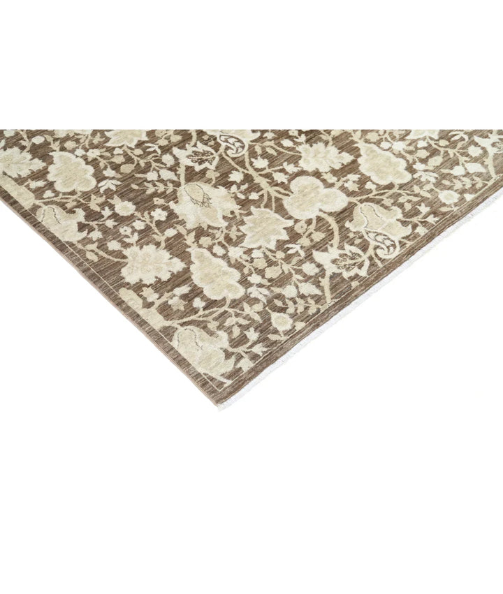 Brown Afghan Oriental Rug 8' 0" x 9' 10" Hand-Knotted | No. AT925305