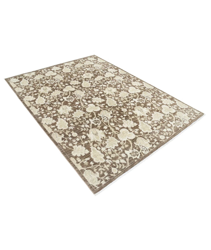 Brown Afghan Oriental Rug 8' 0" x 9' 10" Hand-Knotted | No. AT925305