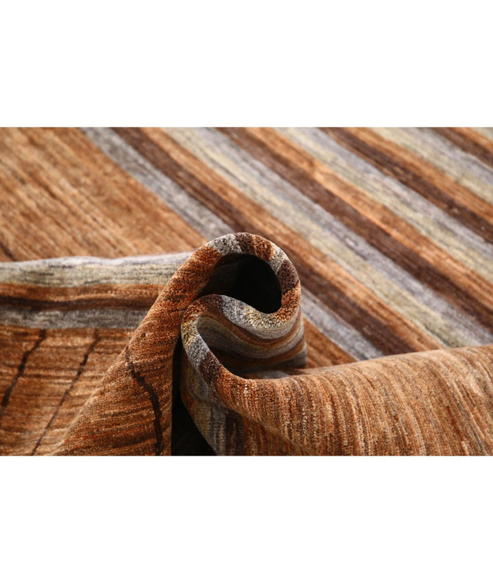 Beige Afghan Modcar Rug 6' 9" x 9' 6" Hand-Knotted | No. AT92535