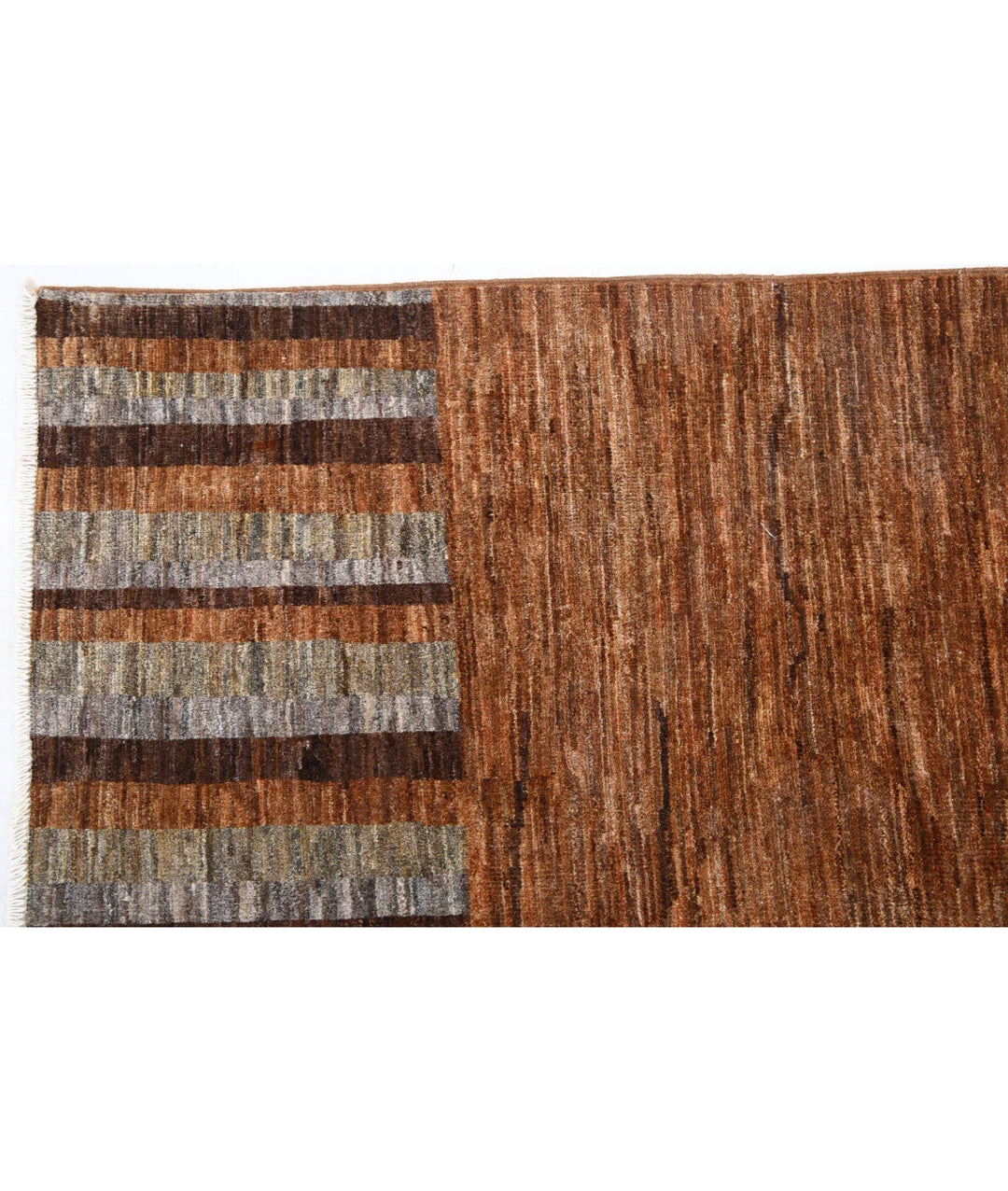 Beige Afghan Modcar Rug 6' 9" x 9' 6" Hand-Knotted | No. AT92535