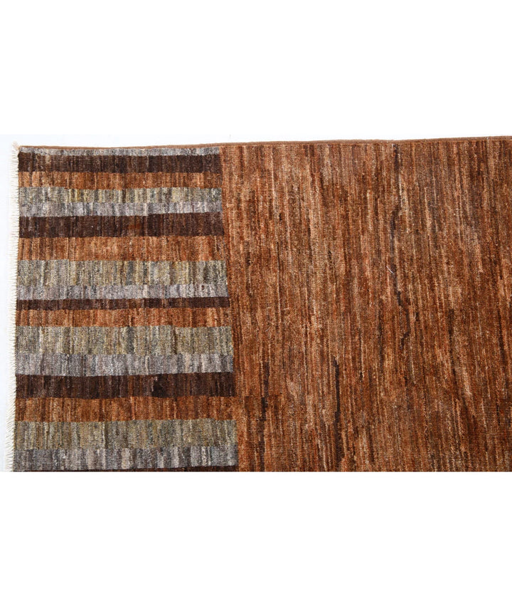 Beige Afghan Modcar Rug 6' 9" x 9' 6" Hand-Knotted | No. AT92535