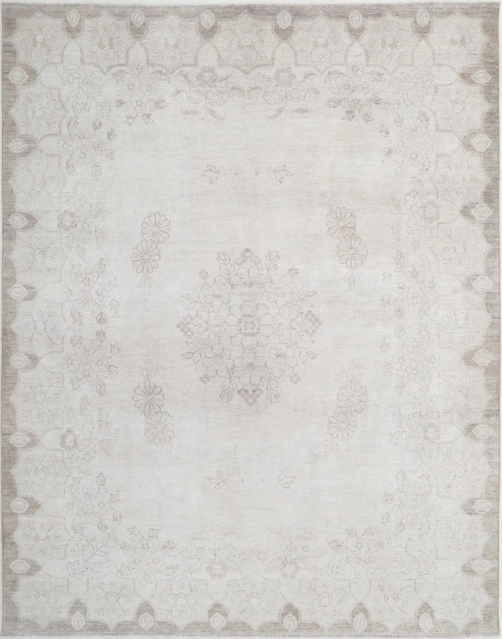 Ivory Afghan Serenity Rug 7' 10" x 10' 1" Hand-Knotted | No. AT92551