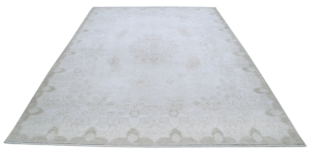 Ivory Afghan Serenity Rug 7' 10" x 10' 1" Hand-Knotted | No. AT92551