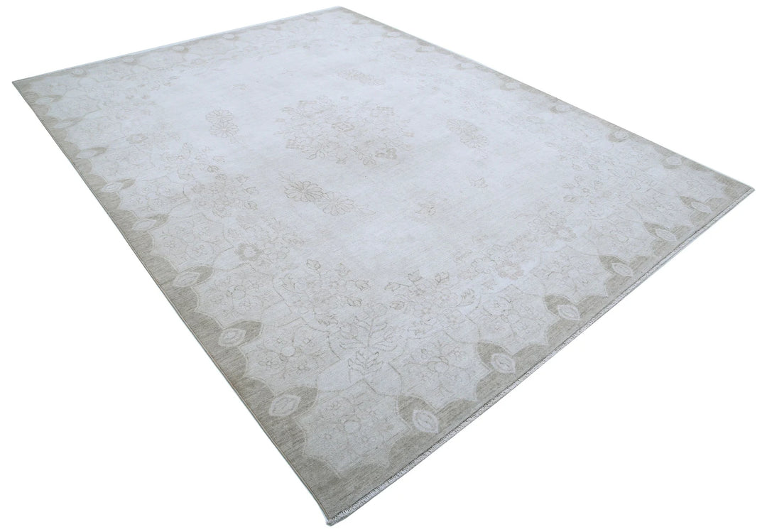 Ivory Afghan Serenity Rug 7' 10" x 10' 1" Hand-Knotted | No. AT92551