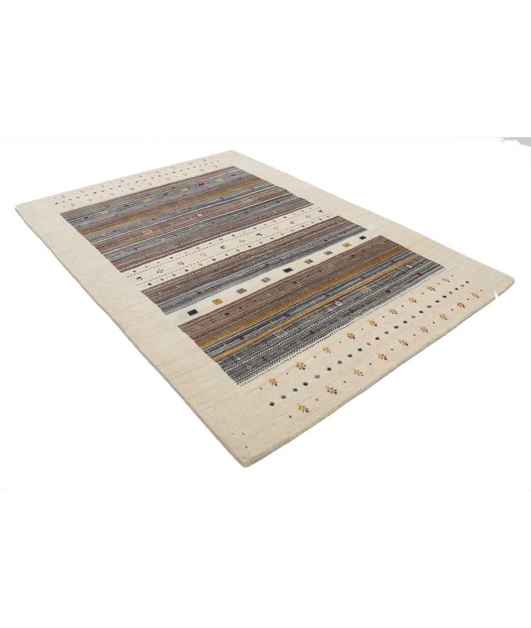 Ivory Indian Lori Rug 5' 7" x 7' 10" Hand-Knotted | No. AT92592