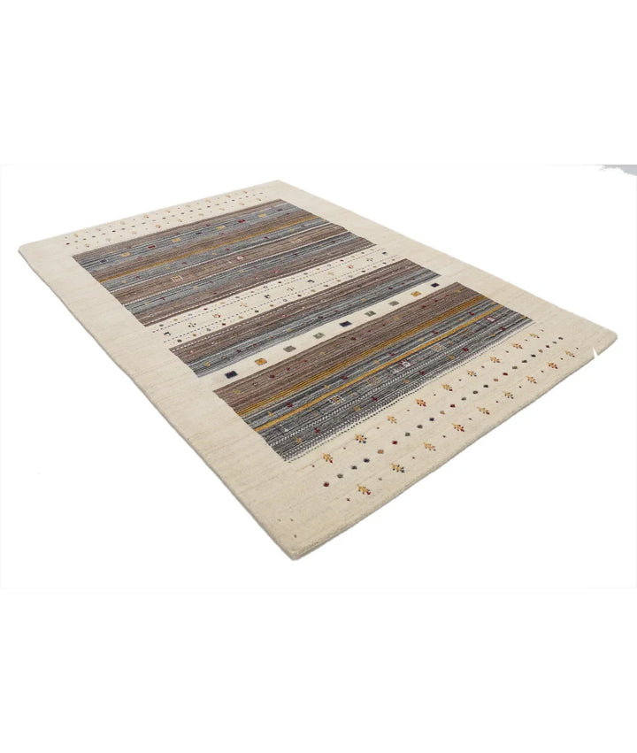 Ivory Indian Lori Rug 5' 7" x 7' 10" Hand-Knotted | No. AT92592
