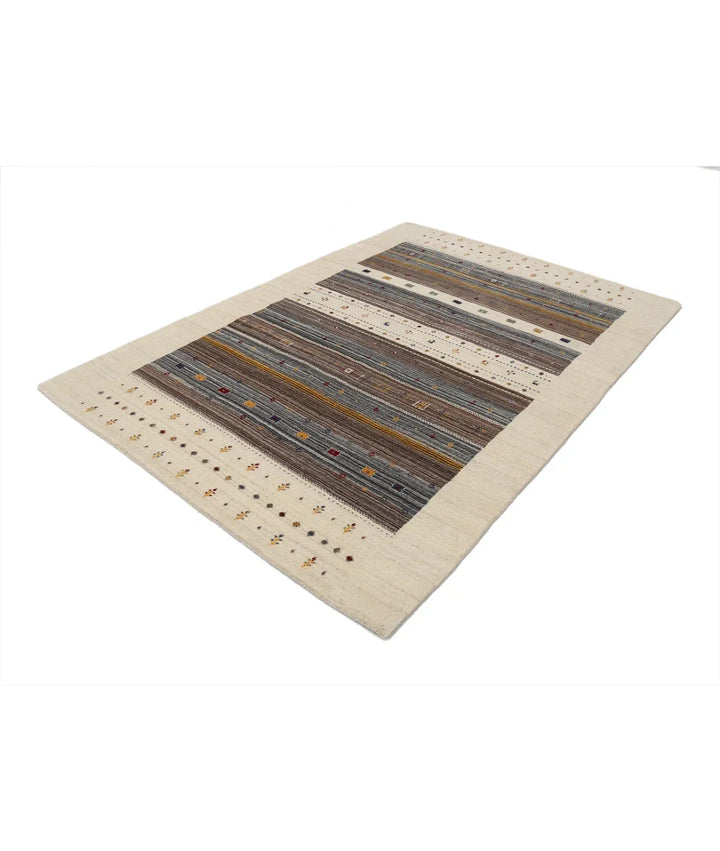 Ivory Indian Lori Rug 5' 7" x 7' 10" Hand-Knotted | No. AT92592