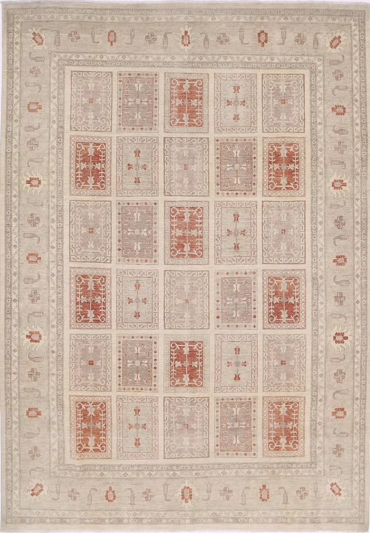 Brown Afghan Serenity Rug 9' 7" x 13' 6" Hand-Knotted | No. AT92643
