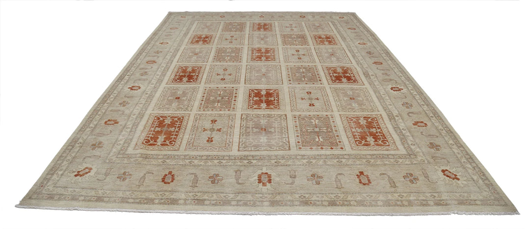 Brown Afghan Serenity Rug 9' 7" x 13' 6" Hand-Knotted | No. AT92643