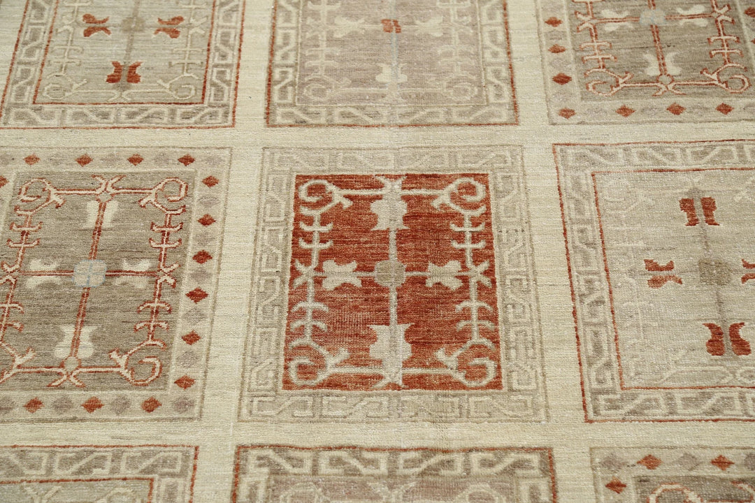 Brown Afghan Serenity Rug 9' 7" x 13' 6" Hand-Knotted | No. AT92643