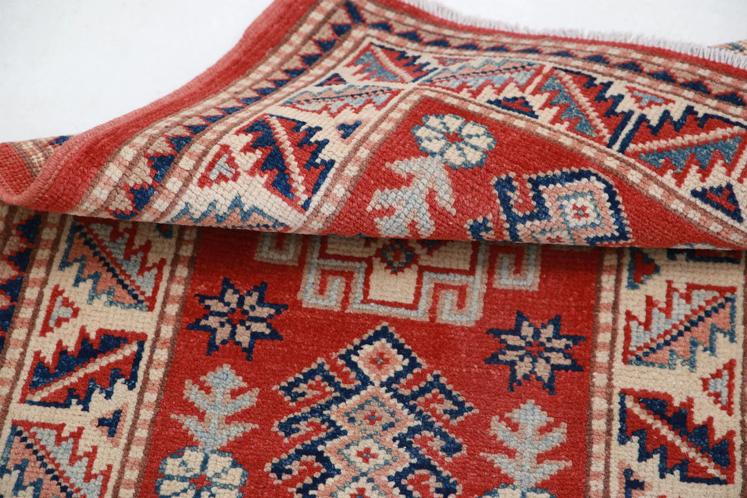 Afghan Kazak Rug 2' 0" x 2' 10" Hand-Knotted | No. AT92669