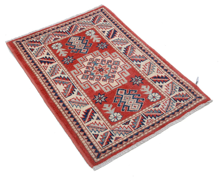 Afghan Kazak Rug 2' 0" x 2' 10" Hand-Knotted | No. AT92669