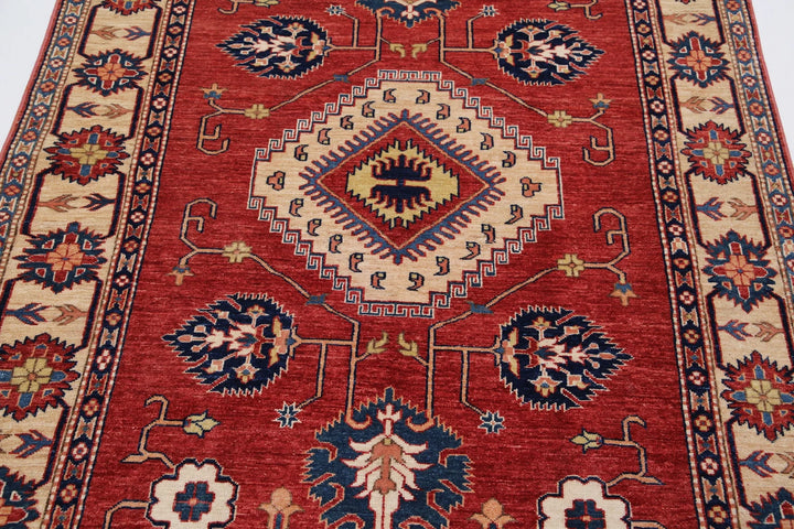 Afghan Royal Kazak Rug 5' 0" x 6' 4" Hand-Knotted | No. AT92777