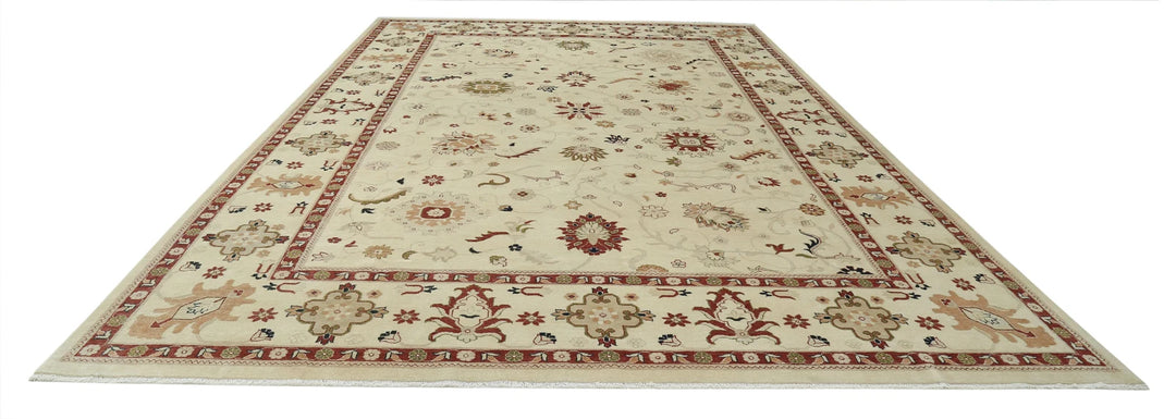 Ivory Indian Ziegler Rug 11' 7" x 17' 7" Hand-Knotted | No. AT929523