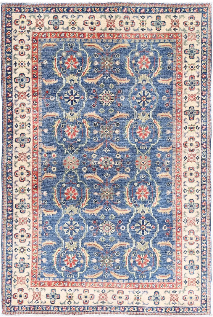Afghan Kazak Rug 3' 2" x 4' 9" Hand-Knotted | No. AT92952