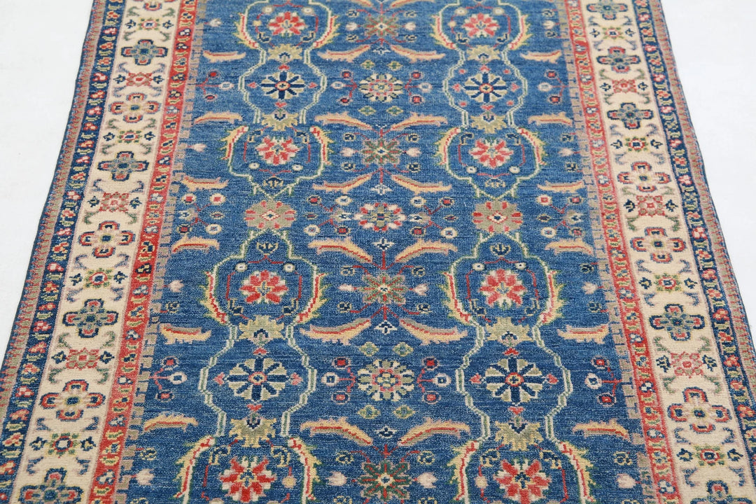 Afghan Kazak Rug 3' 2" x 4' 9" Hand-Knotted | No. AT92952