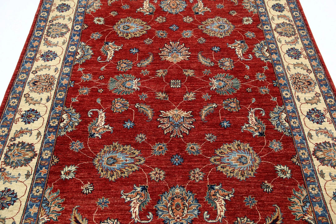 Afghan Ziegler Rug 5' 6" x 7' 8" Hand-Knotted | No. AT93041