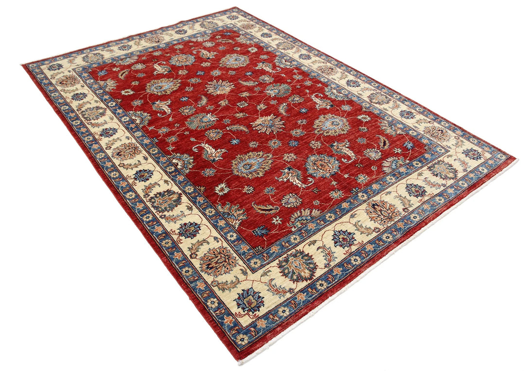 Afghan Ziegler Rug 5' 6" x 7' 8" Hand-Knotted | No. AT93041