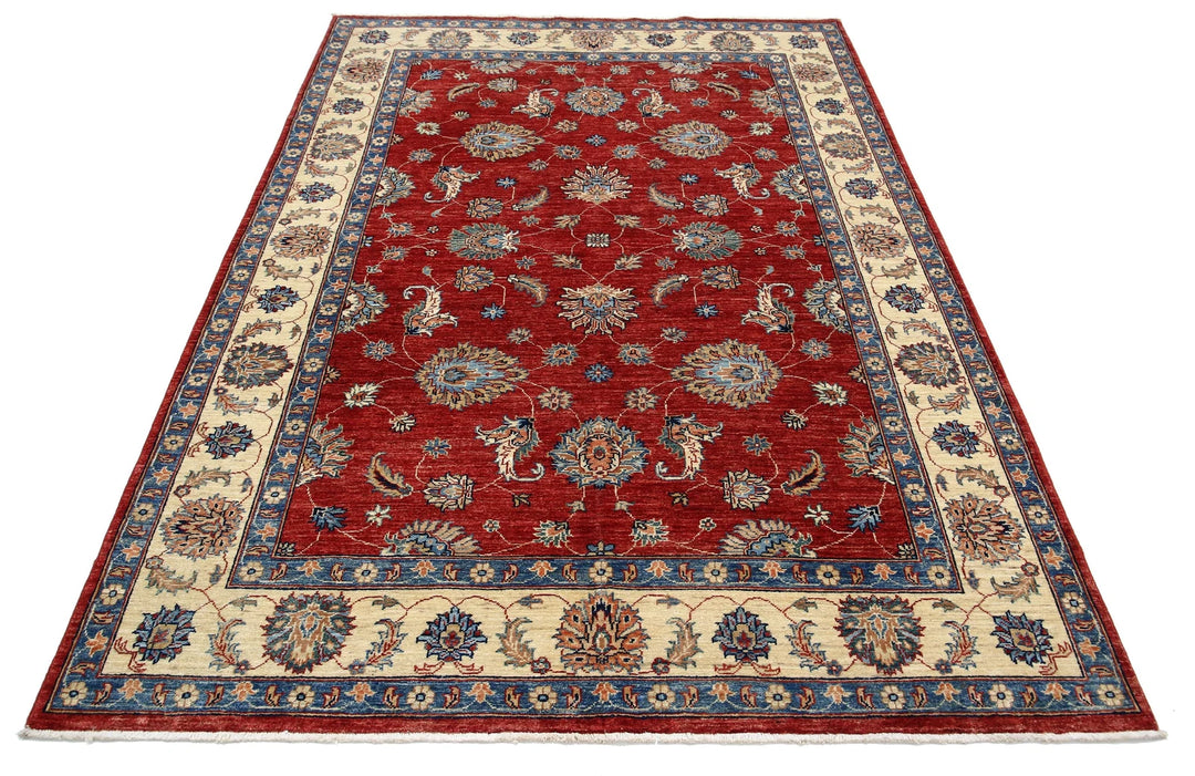Afghan Ziegler Rug 5' 6" x 7' 8" Hand-Knotted | No. AT93041