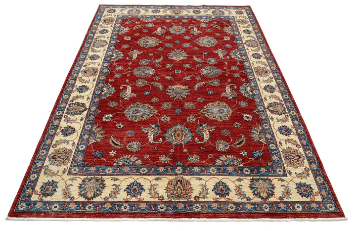 Afghan Ziegler Rug 5' 6" x 7' 8" Hand-Knotted | No. AT93041