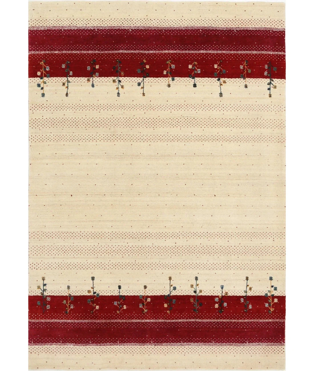 Ivory Indian Oriental Rug 5' 2" x 7' 5" Hand-Knotted | No. AT93086