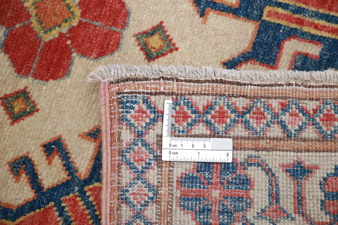 Afghan Kazak Rug 3' 2" x 4' 8" Hand-Knotted | No. AT93114