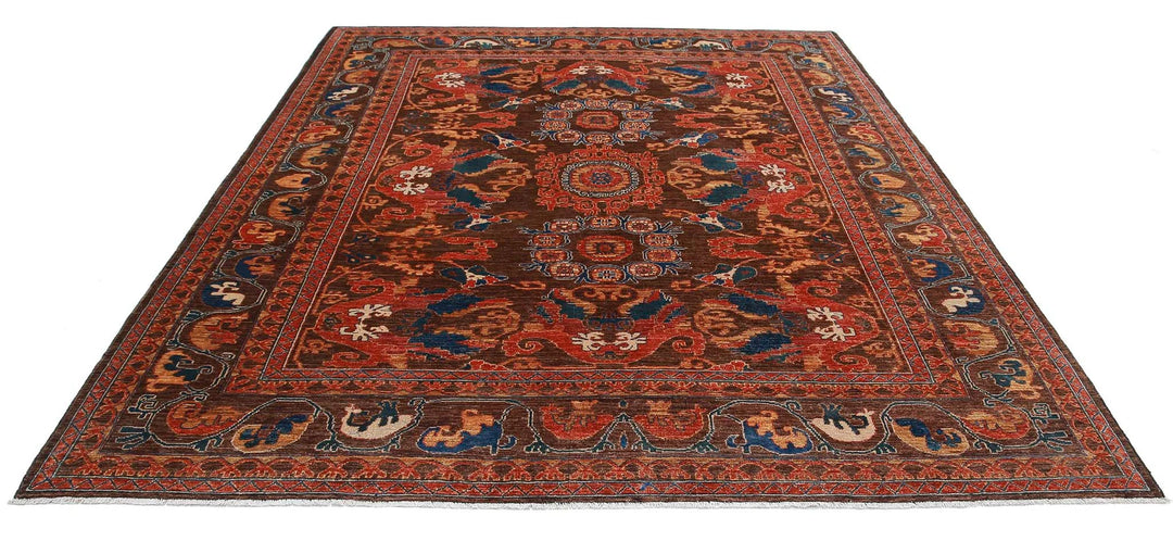 Afghan Humna Rug 8' 4" x 9' 9" Hand-Knotted | No. AT93126