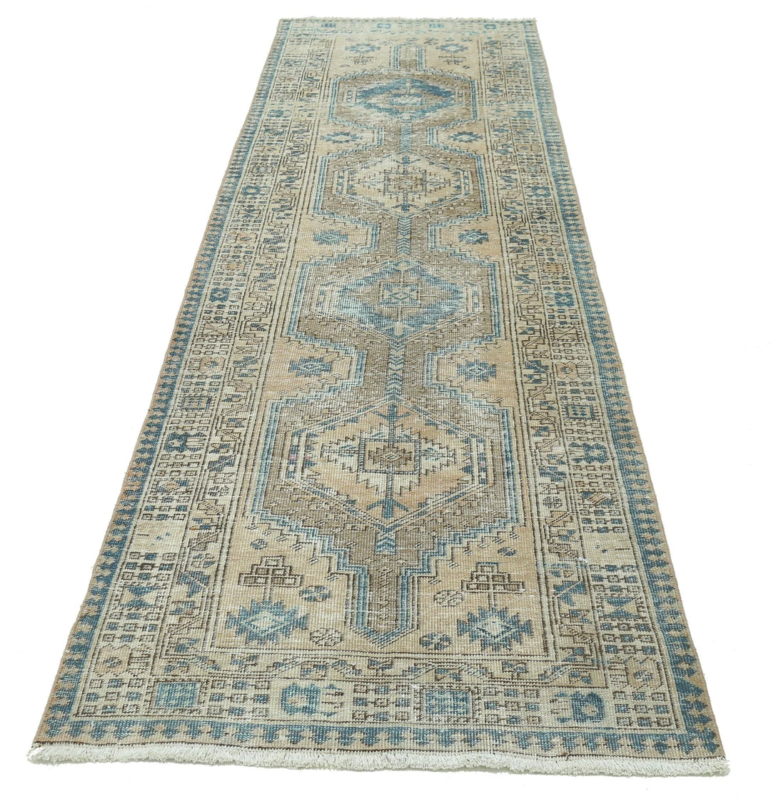 Persian Heriz Rug 3' 2" x 10' 6" Hand-Knotted | No. AT93159