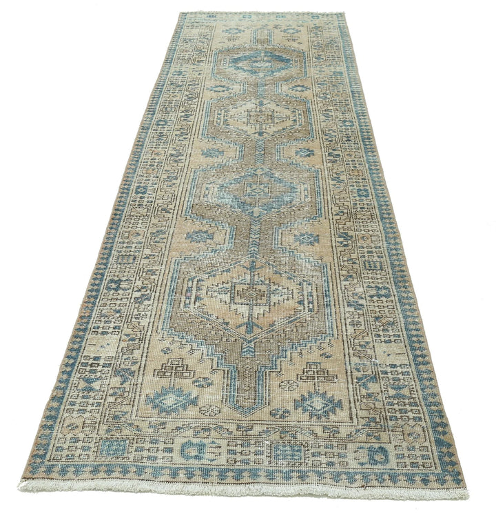Persian Heriz Rug 3' 2" x 10' 6" Hand-Knotted | No. AT93159