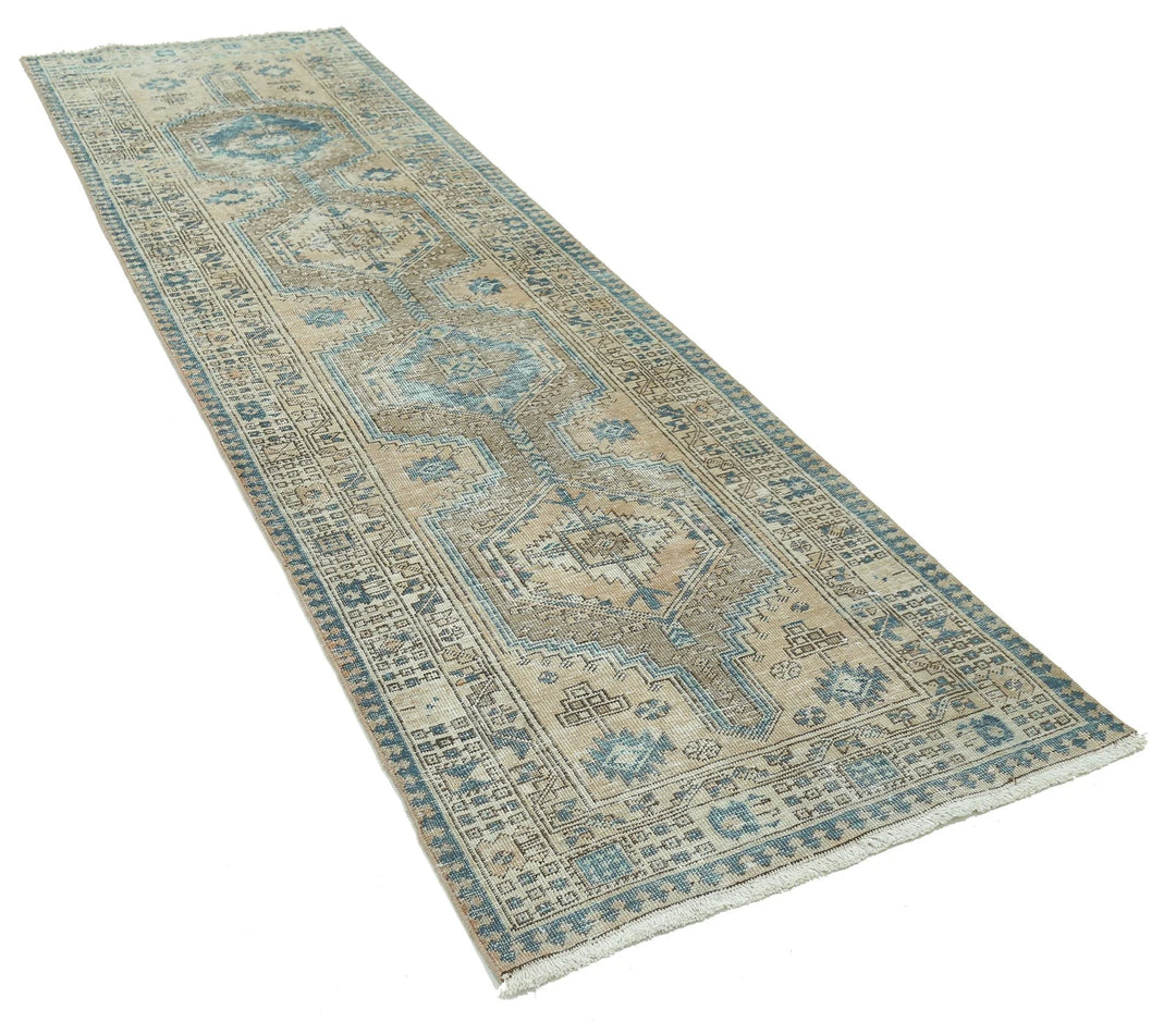 Persian Heriz Rug 3' 2" x 10' 6" Hand-Knotted | No. AT93159