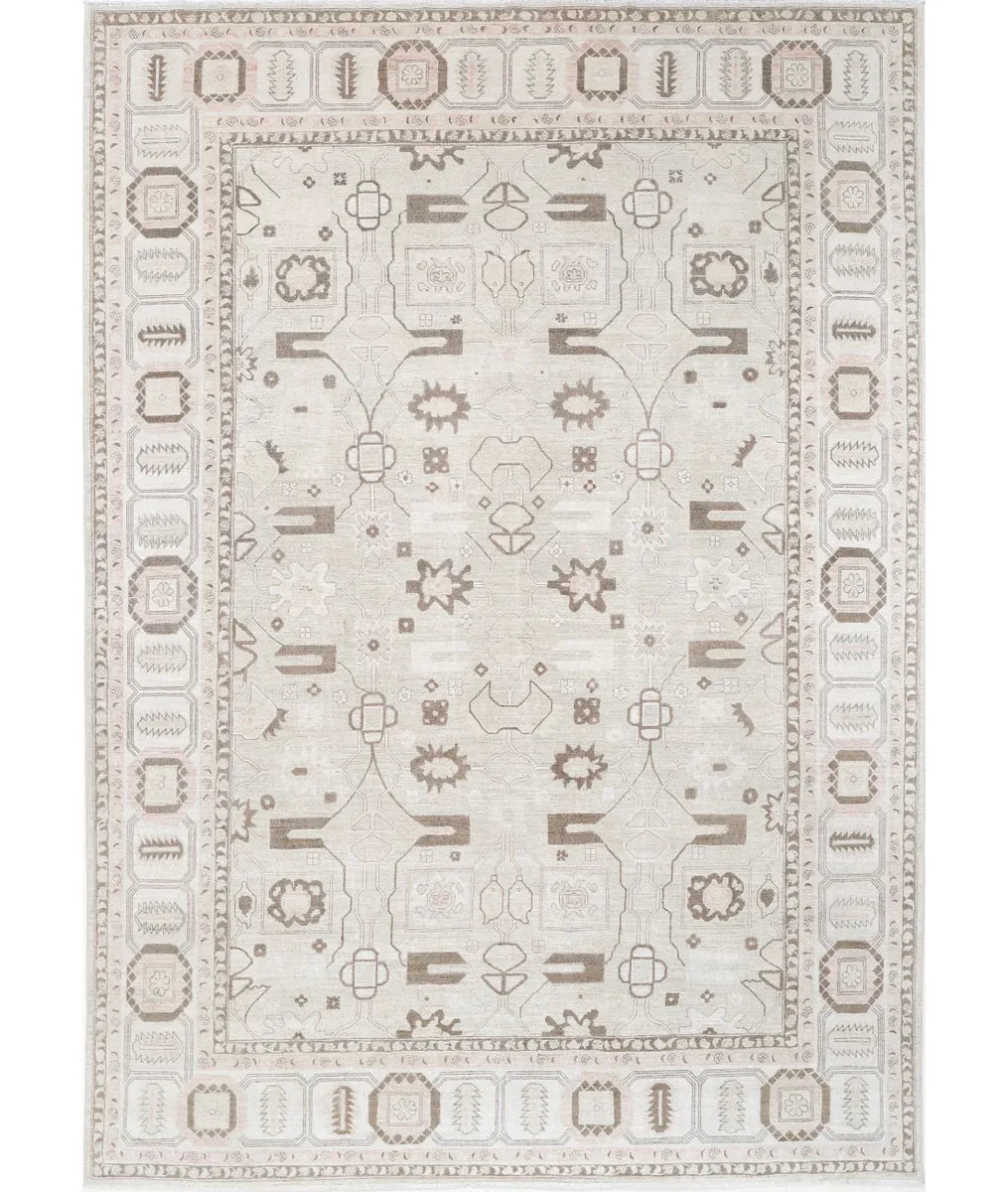 Grey Afghan Oushak Rug 9' 10" x 13' 8" Hand-Knotted | No. AT93181