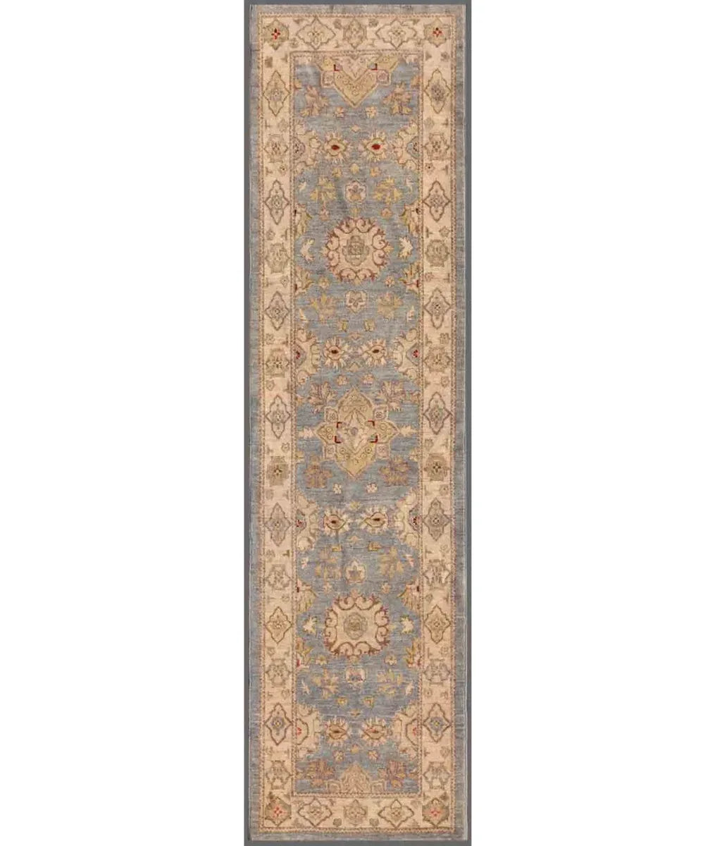 Grey Afghan Ziegler Rug 2' 6" x 9' 9" Hand-Knotted | No. AT93194