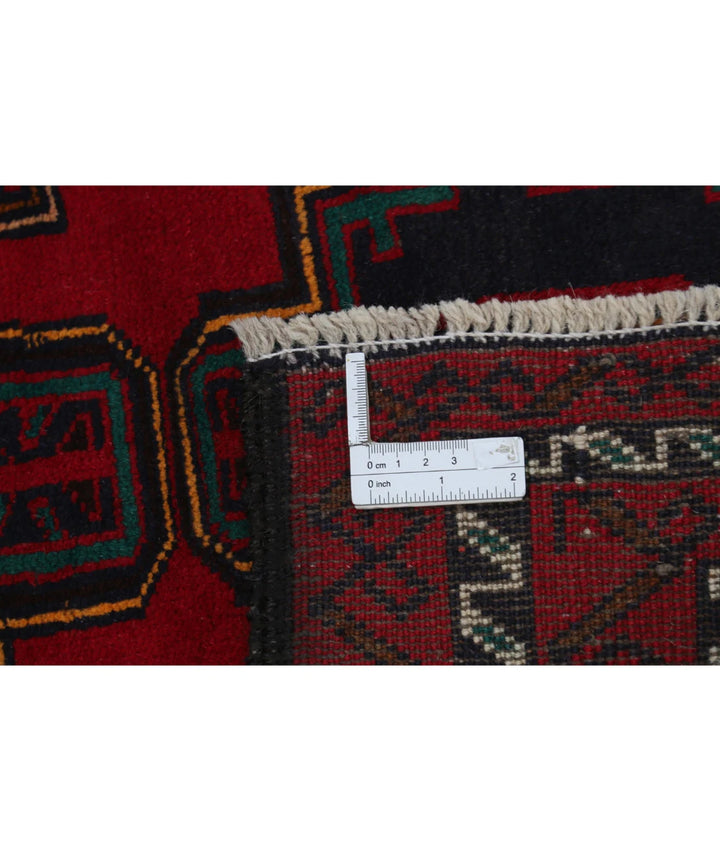 Red Afghan Baluchi Rug 2' 10" x 4' 6" Hand-Knotted | No. AT93202